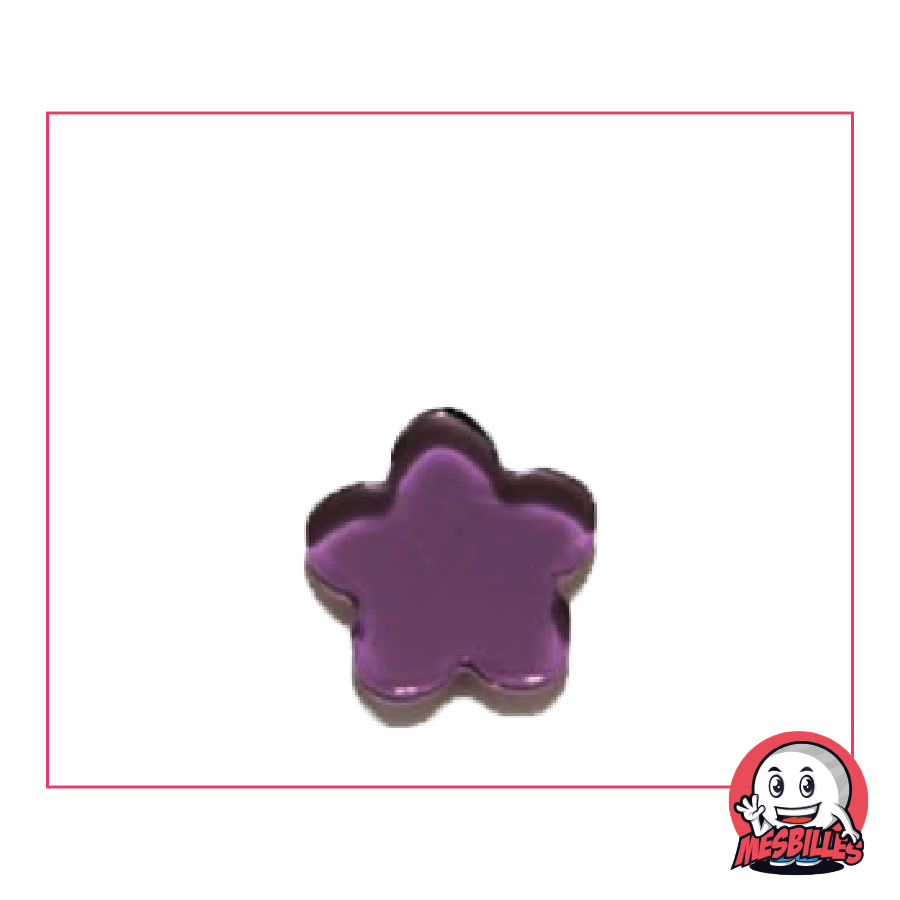 Bille Extra-plate Fleur en verre translucide violet, taille 25 mm - MesBilles