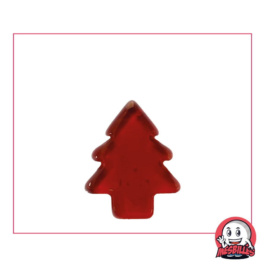 Bille Extra-Plate Sapin Rouge en Verre Translucide - Décoration et Jeu Festif - MesBilles