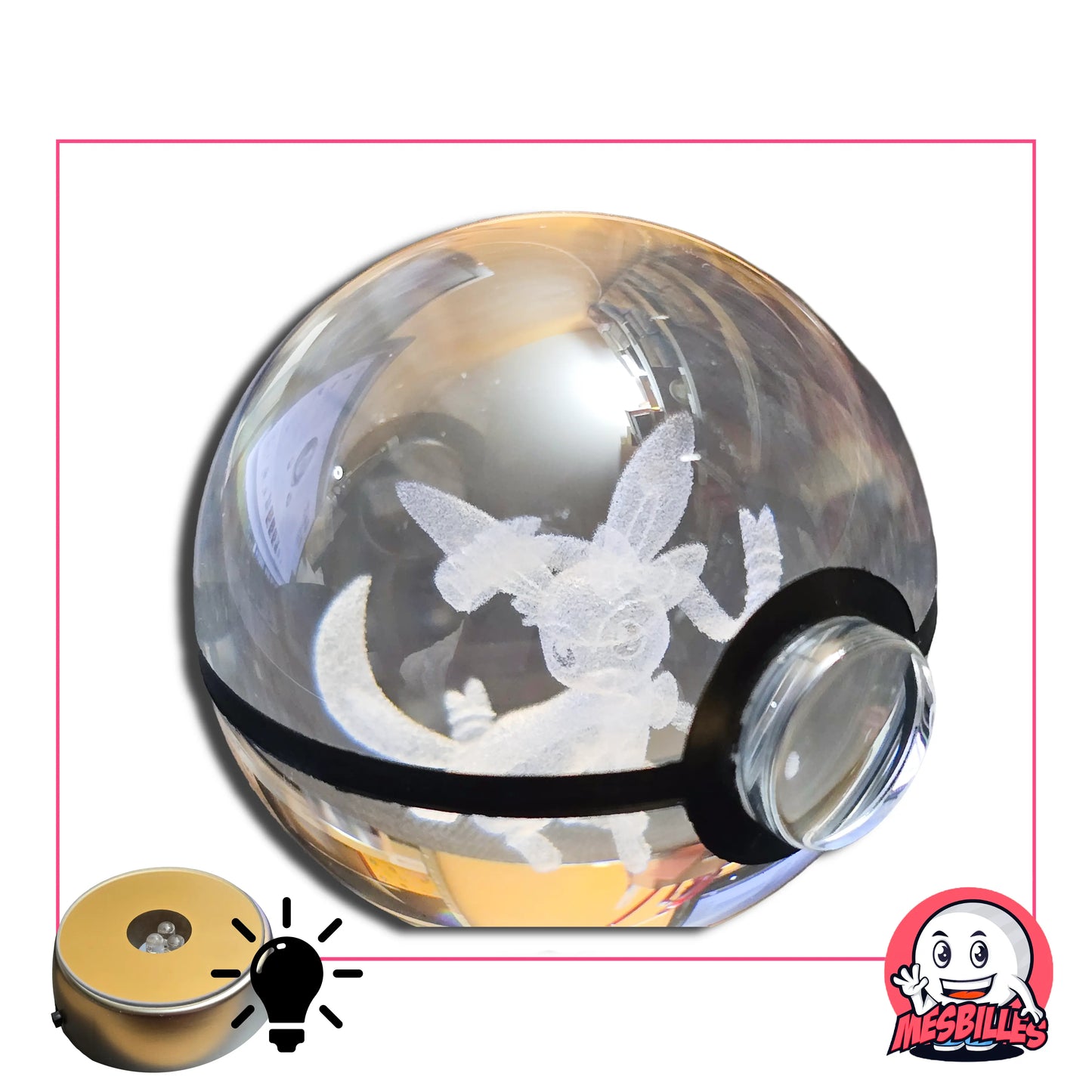 Support lumineux et sa bille Nymphali 50 mm version « Dresseur » : attrapez-la avant qu’elle ne s'échappe ! ⚡