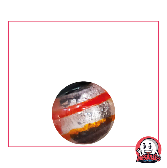 Murmeln Drachenauge von MeineMurmeln, 16 mm, halbtransparent schwarz-silber, rot gestreift