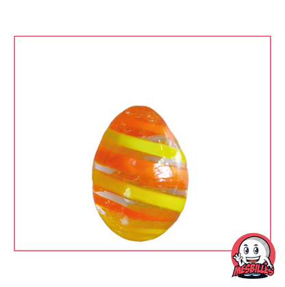 Murmeln Ei MeineMurmeln, ungewöhnliche Form, transluzentes Kristallglas mit orangefarbenen und gelben Streifen, 25 mm