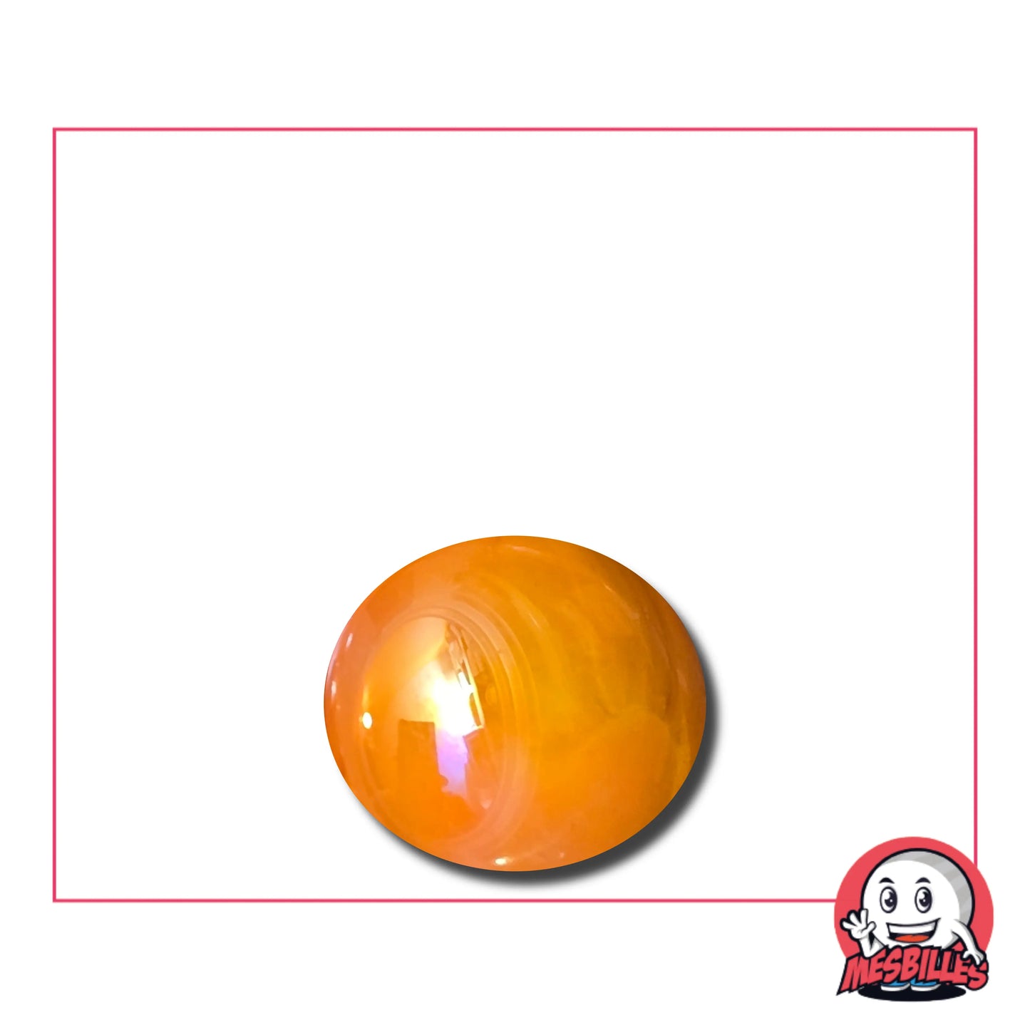 Cette bille Orange Glossy est également nommée Bille Galet en Verre, elle est utilisée pour Jouer, Décorer ou Collectionner