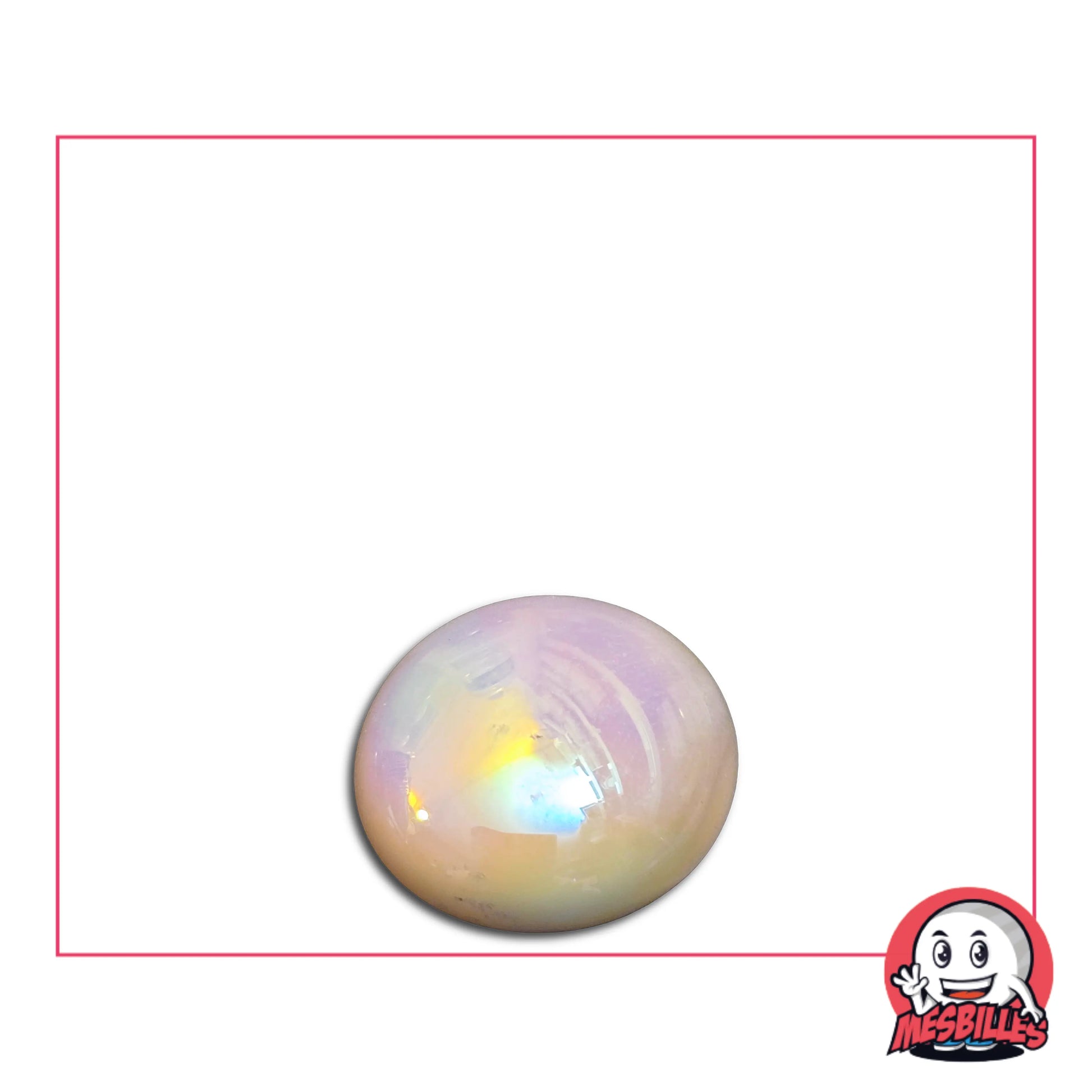 Dans la Grande Famille des Billes Glossy, il y a la Bille Plate en verre Opaque et Brillant de Couleur Rose.