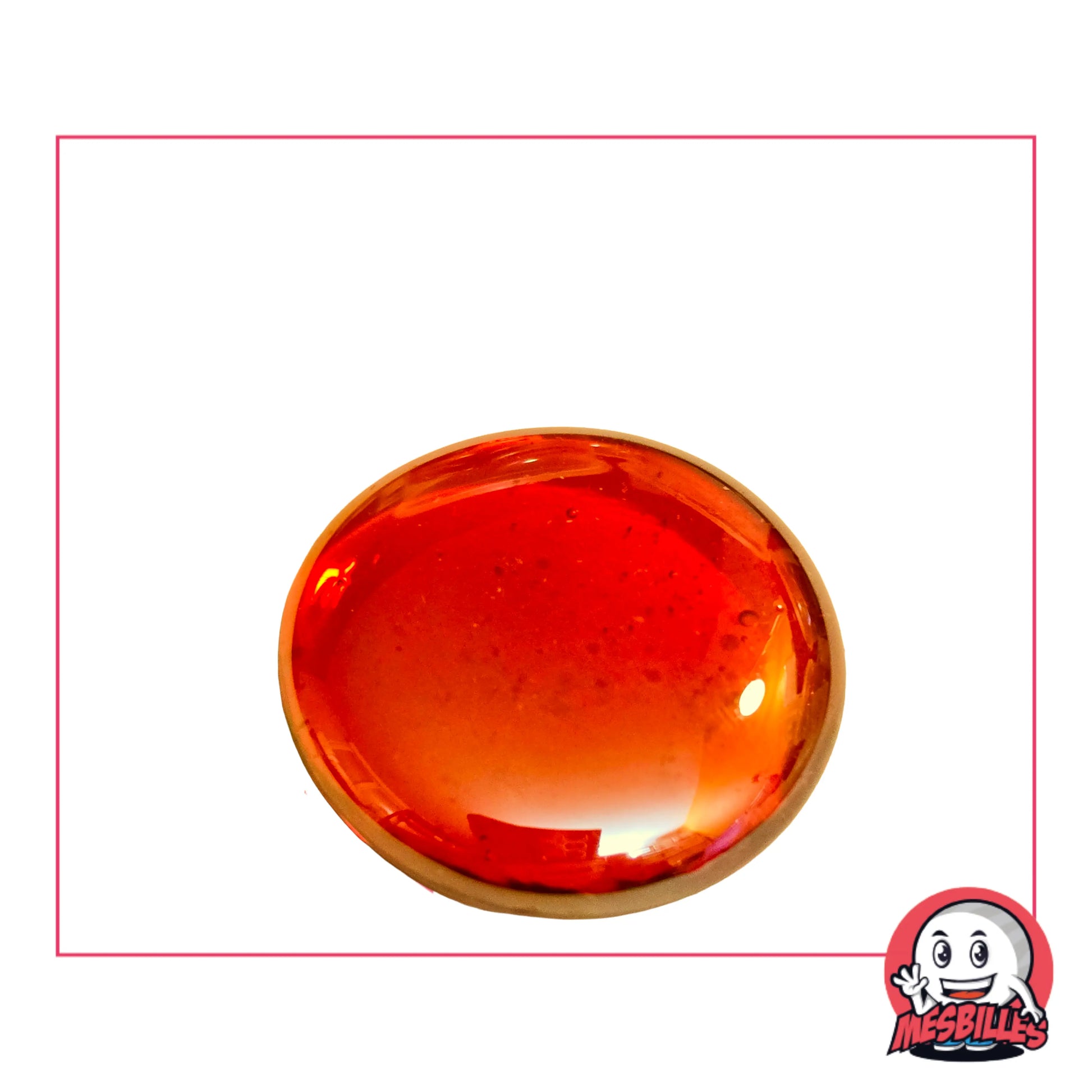 Très Grande Bille Plate en verre Translucide et Brillant de Couleur Orange - Pour Jouer, Décorer ou Collectionner, avec MesBilles.