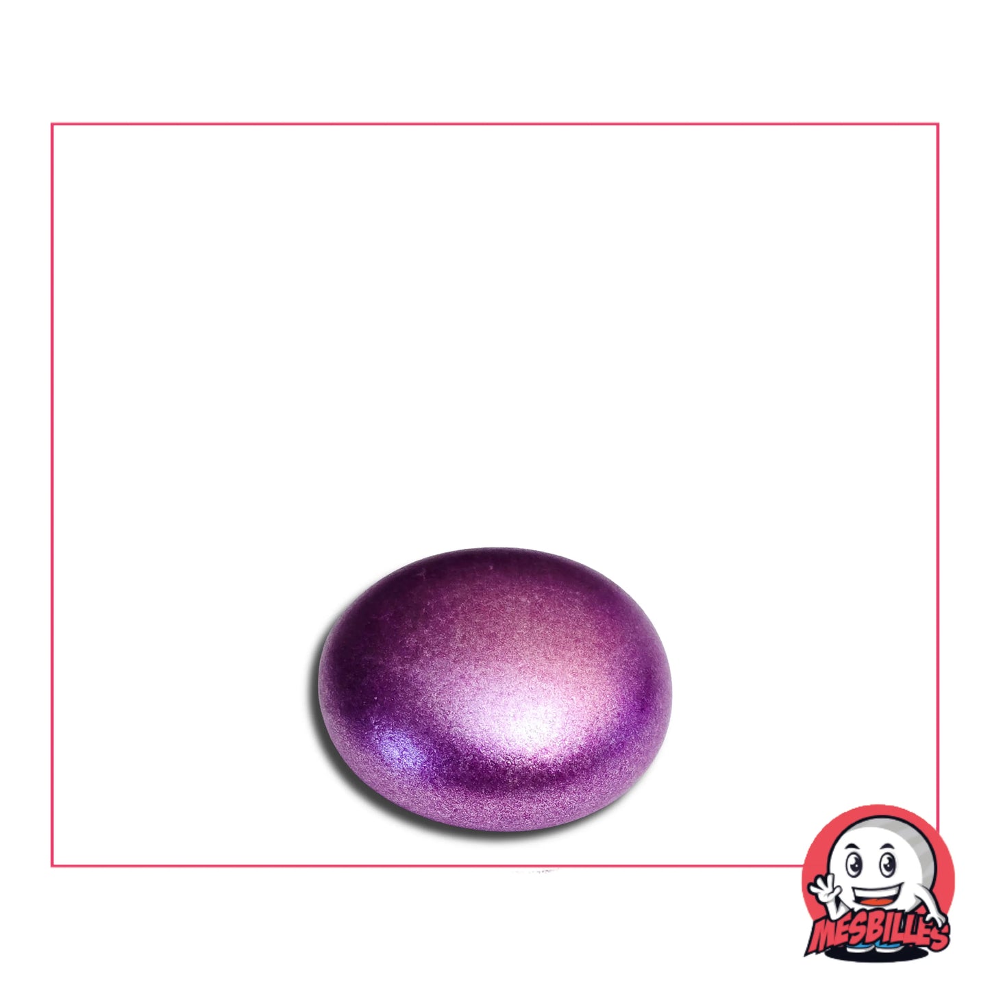 Cette bille Plate Métallisé Violet 18 mm est également nommée Bille Galet en Verre, elle est utilisée pour Jouer, Décorer ou Collectionner.