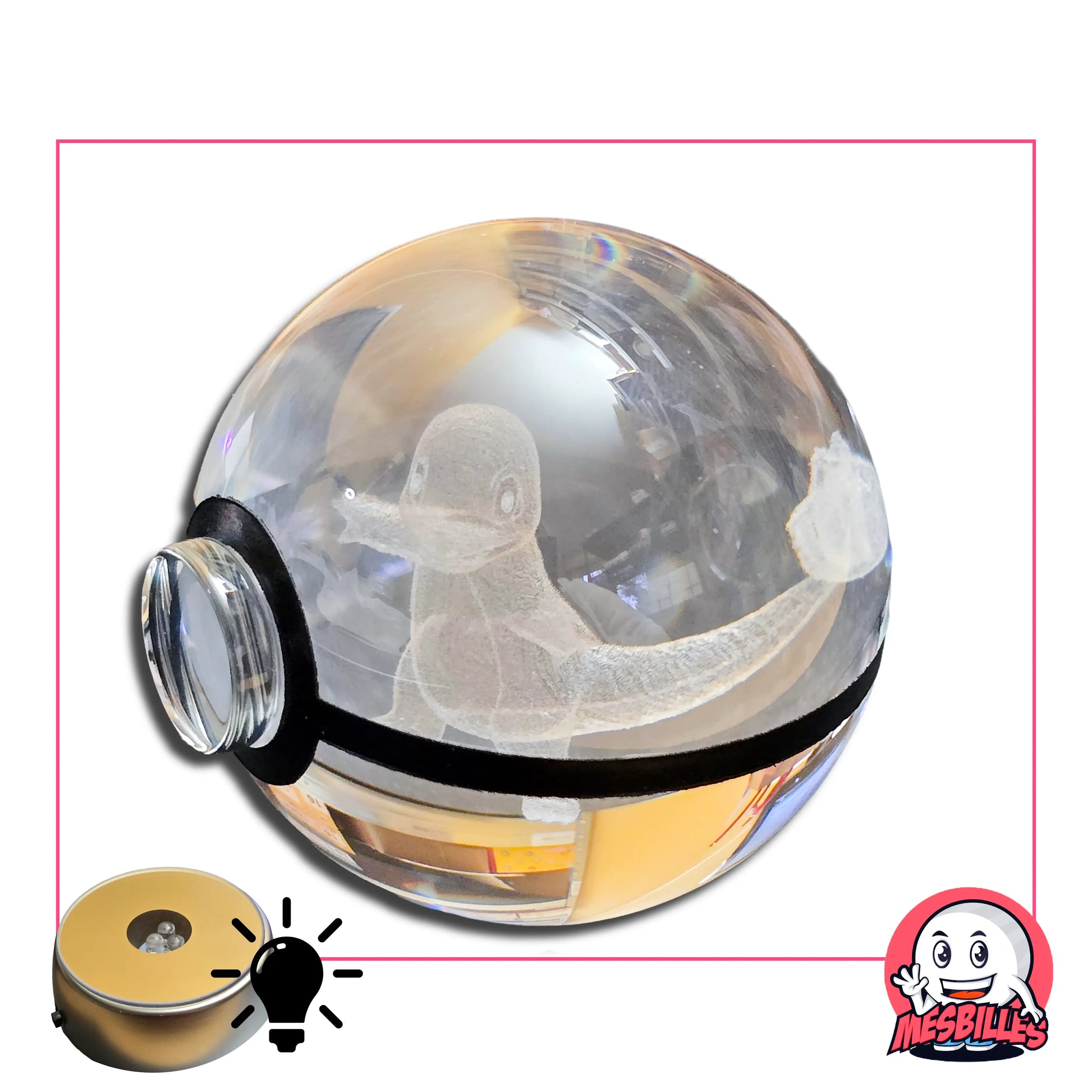 Bille Salamèche Pokémon 50 mm Fond Plat