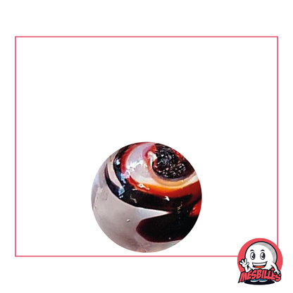 Murmeln Speedy Schwarz 16 mm, der Schatten, der die Geschwindigkeit herausfordert, Sammler-Murmeln Kim'Play Speedy, aus transluzentem Glas, 16 mm, überwiegend schwarz gestreift.