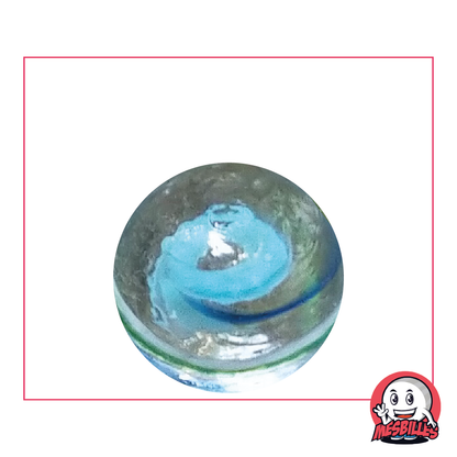 Bille Tortilla Bleu 25 mm, l'ingrédient secret des jeux d'enfants, majoritairement rayée de bleu