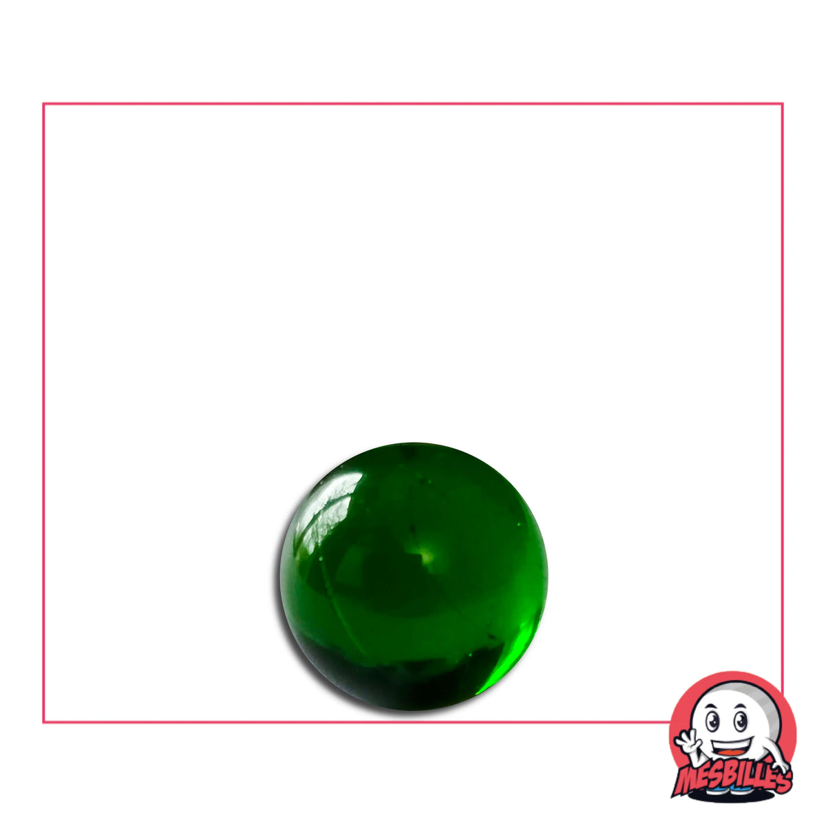 Petite Bille Ronde Verte Translucide en Cristal de Bohême, de 12 mm.
