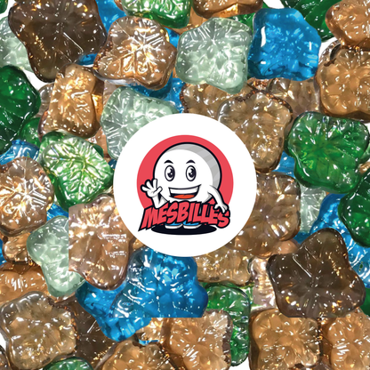 Ensemble de Billes plates Feuille d'érable en verre Brillant de Couleur Ambre 