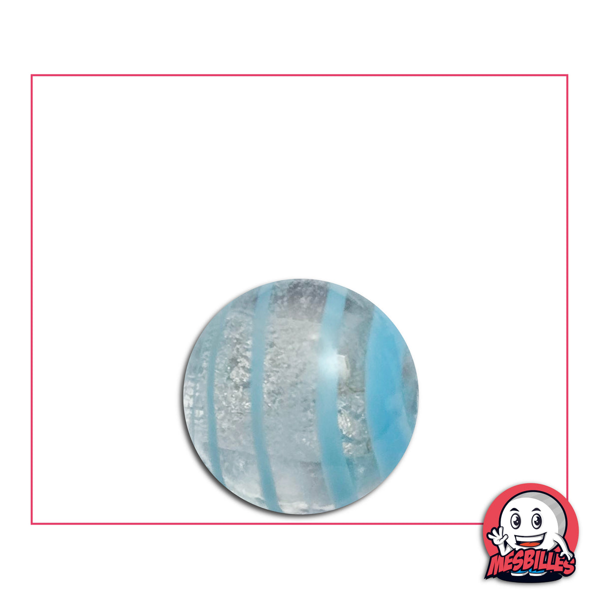 Bille Tourbillon Bleu 16 mm KimPlay Collector translucide avec lignes bleu clair