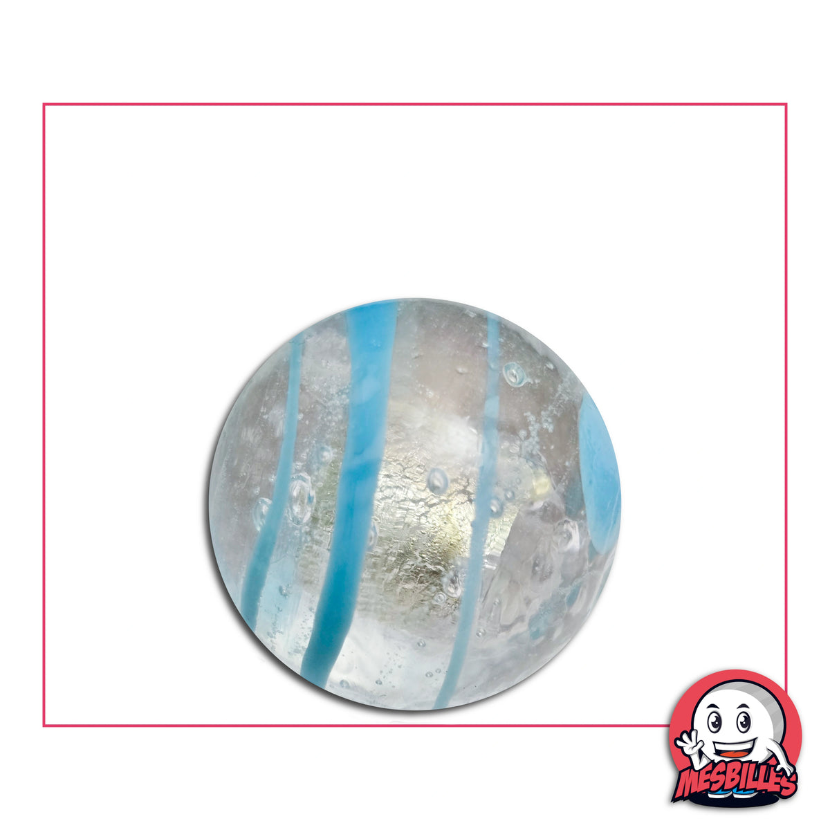 Calot Tourbillon Bleu 25 mm KimPlay Collector avec spirales bleu profond dans verre transparent