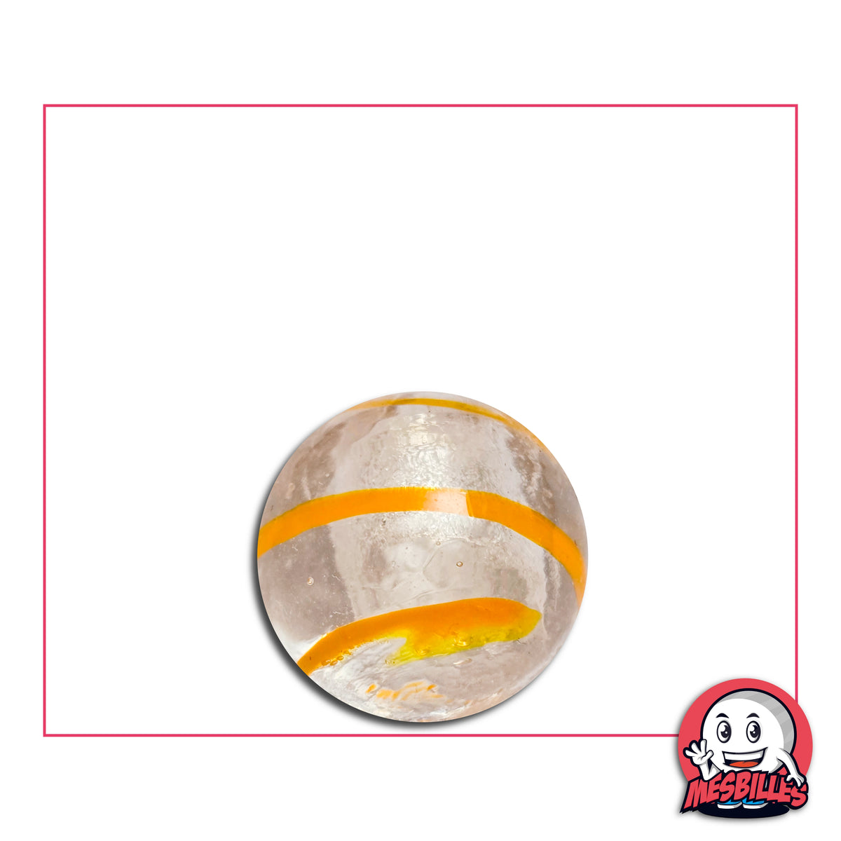 Bille Tourbillon Orange 16 mm KimPlay Collector translucide avec spirales orange vives
