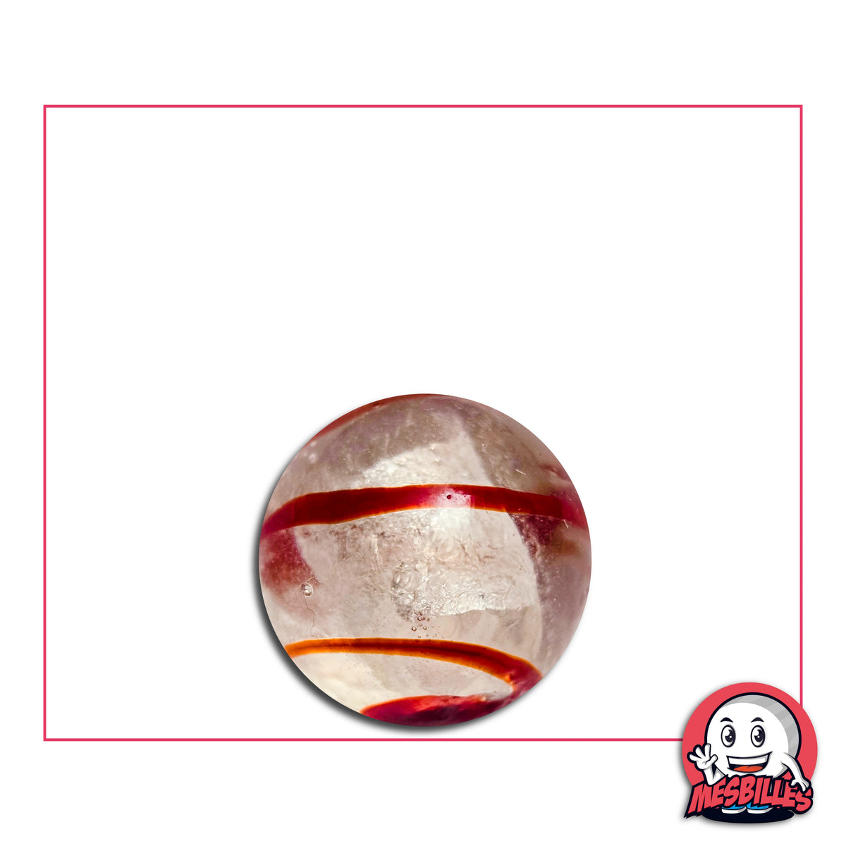 Bille Tourbillon Rouge 16 mm KimPlay Collector transparente avec spirales rouges
