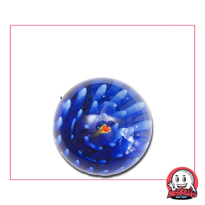 1 Bille Art Pissenlit Bleu 25 mm verre de Bohème