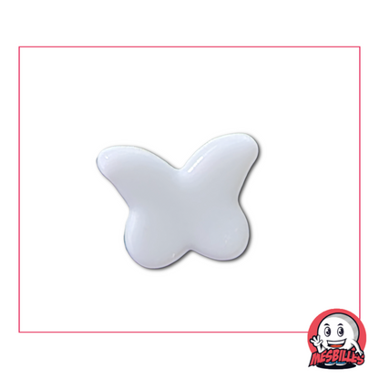 Bille papillon blanc perle extra plate – vue de face, isolée sur fond neutre
