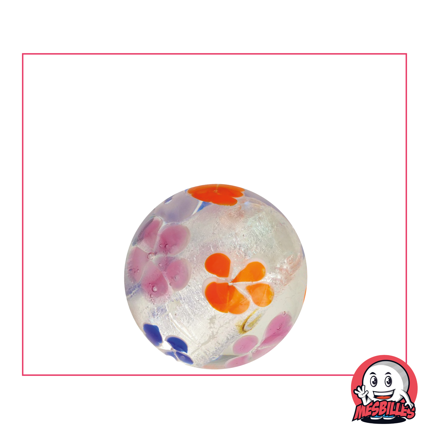 1 Bille Art Fleur Argentée 22 mm