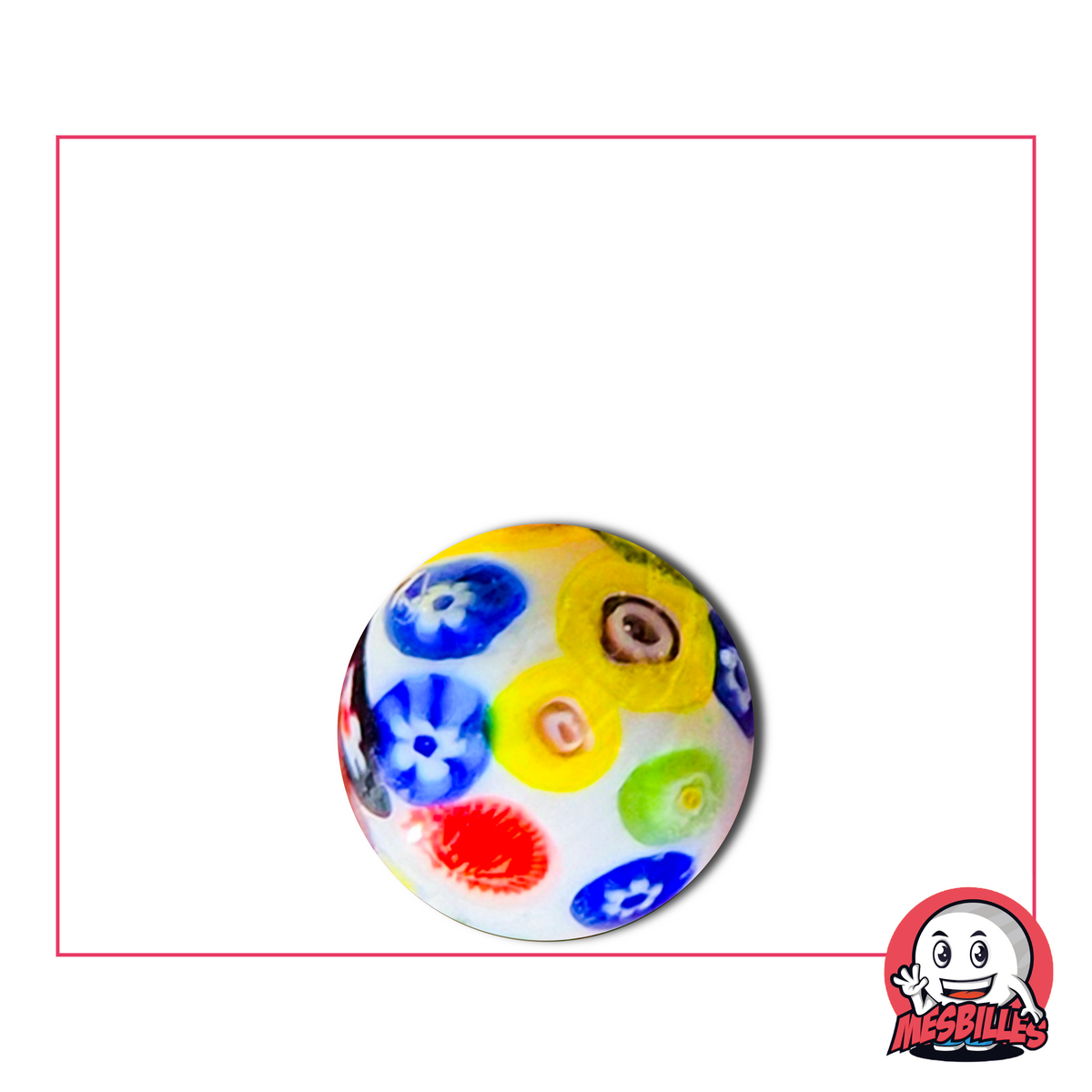Bille Art floraison blanche 16 mm avec motifs floraux multicolores
