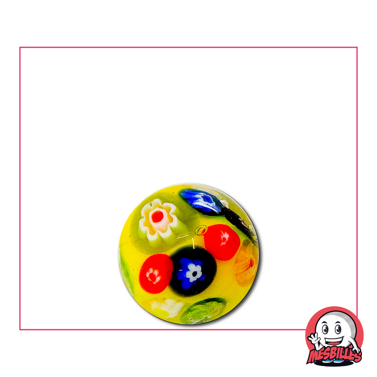Bille Art floraison jaune 16 mm décorée de fleurs colorées
