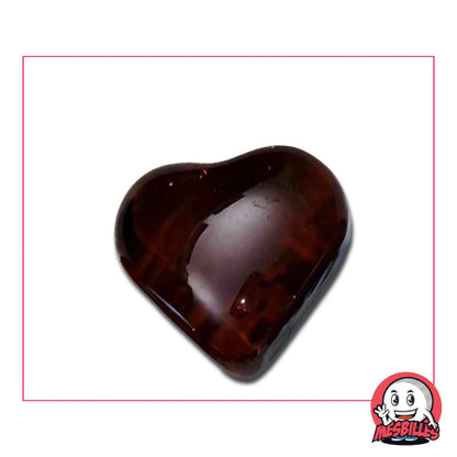 MesBilles vous propose cette Bille en verre Translucide de Couleur Ambre-Nuit, la Bille Coeur Douceur.