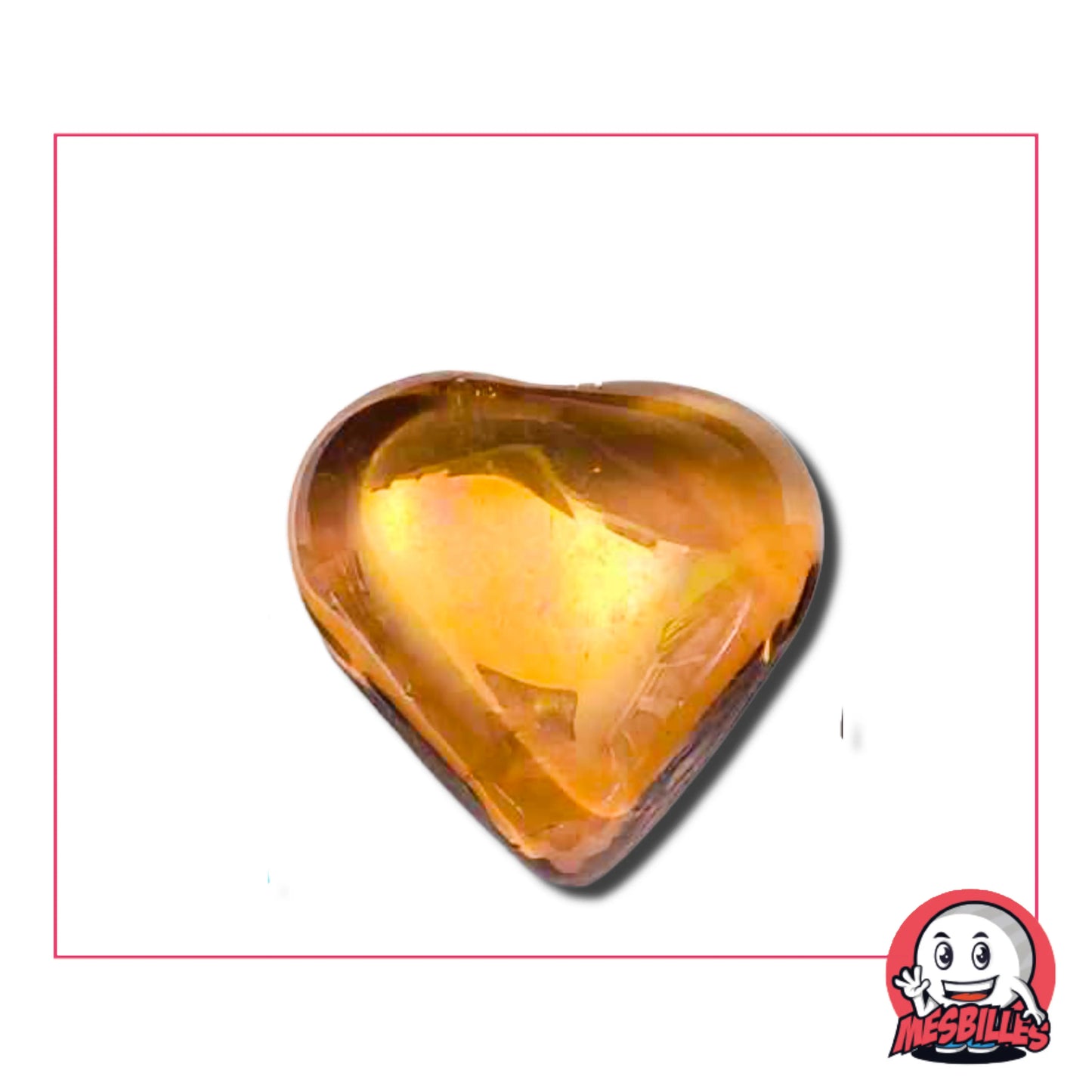 Bille en forme de cœur couleur pêche translucide, effet douceur fruitée – Bille Cœur Douceur Pêche MesBilles