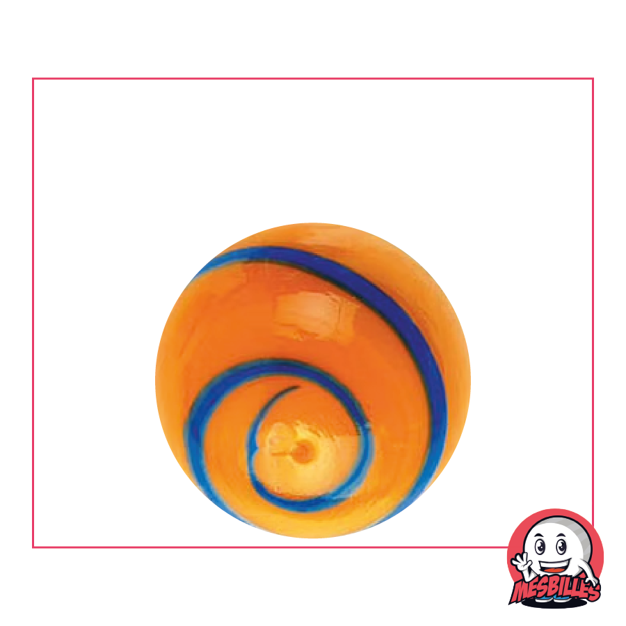 25 mm große orangefarbene Murmeln „Équinoxe“ von Kim'Play aus undurchsichtigem Glas – Astrales Gleichgewicht im Murmelformat von MesBilles