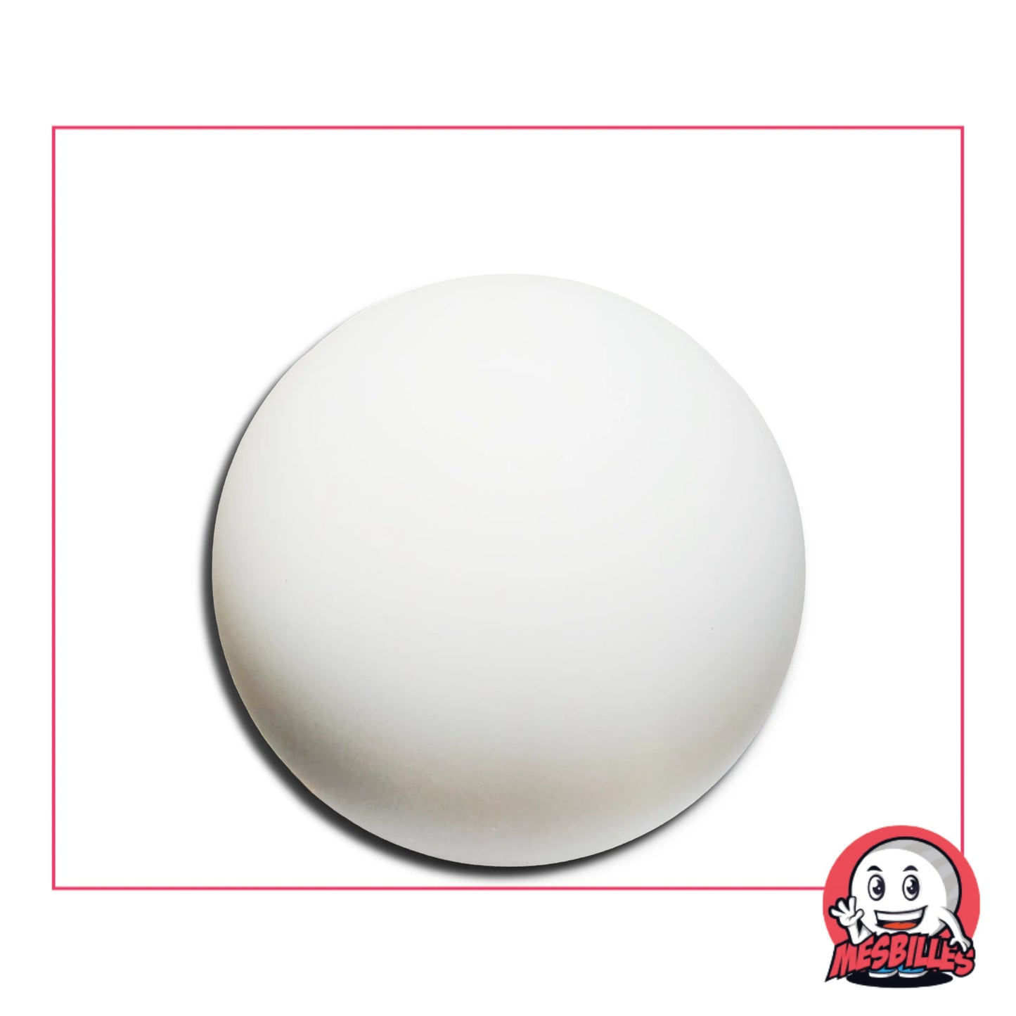 Photo d’une bille ronde Iceberg blanc 30 mm, à la surface mate et givrée, disponible à l’unité sur MesBilles.