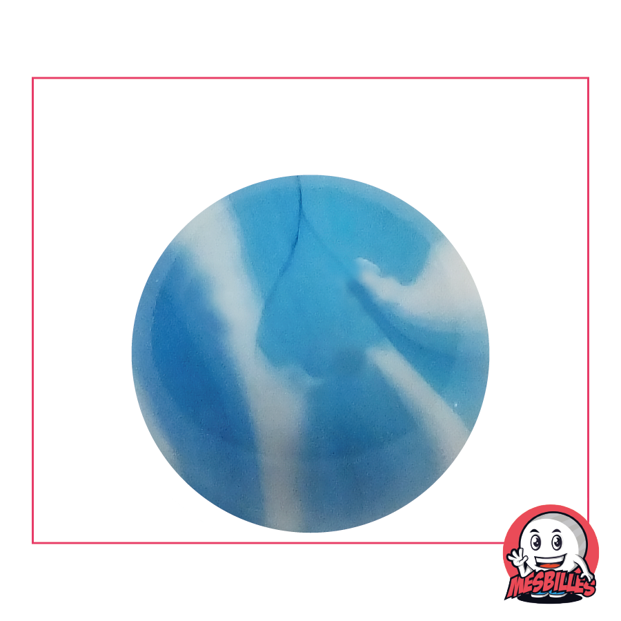 Azurblaue Murmeln in den Farben des französischen Fußballs | Murmeln Marseille 35 mm