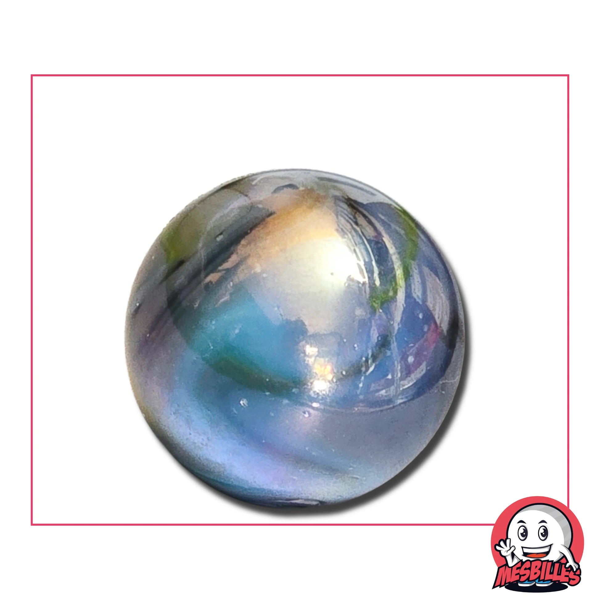 Bille Orage opaque et brillante de couleur nacrée 35 mm - MesBilles