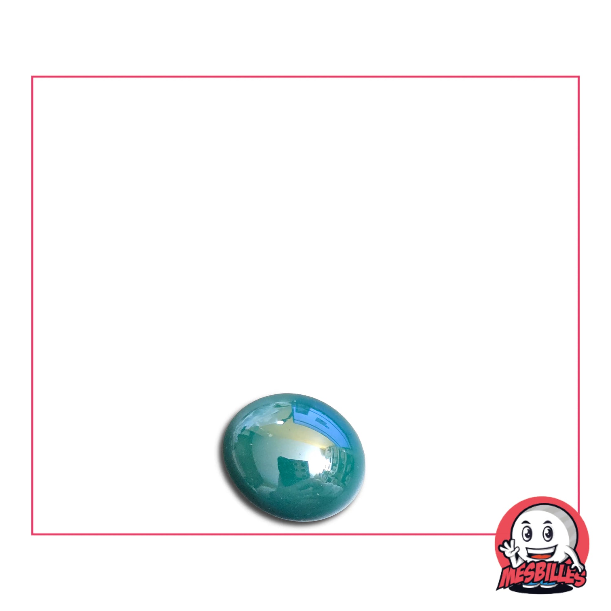 Dans la Grande Famille des Billes Glossy, il y a la Bille Plate en verre Opaque et Brillant de Couleur Bleu-Canard&nbsp;de 12 mm