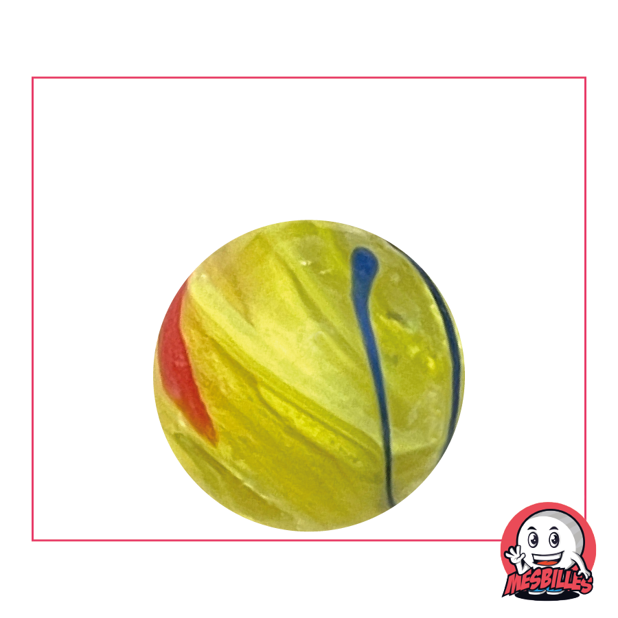 Zébra Jaune de 25 mm par Kim'Play en verre opaque - L'essence du zèbre transposée dans une bille, par MesBilles