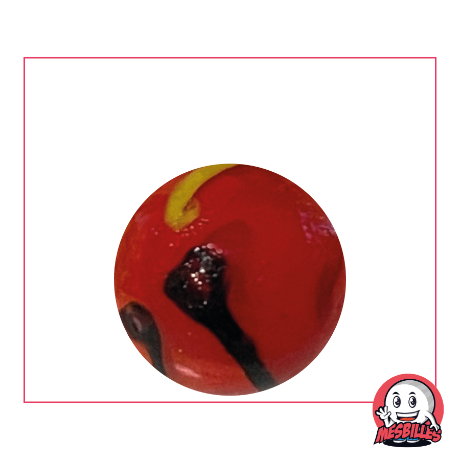 Zebra Rot 25 mm von Kim'Play aus opakem Glas – Eine Mini-Safari für Ihre Murmel-Sammlung, von MesBilles