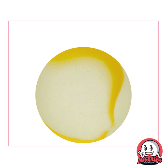 MesBilles  - Bille en verre Dépoli, Bille Givré striée de Jaune 35 mm