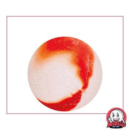 MeineMurmeln - Glasmurmel Mattiert, Murmel Mattiert mit roten Streifen 35 mm