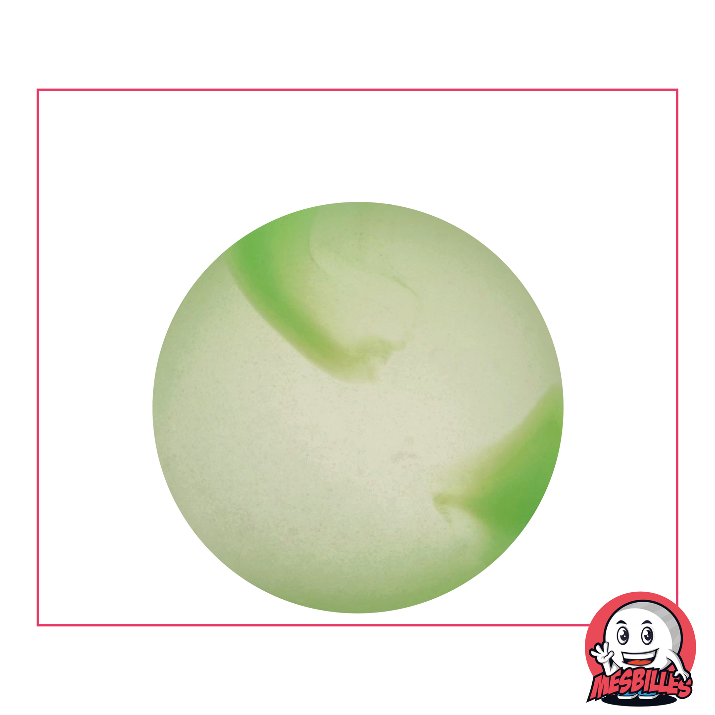 MesBilles  - Bille en verre Dépoli, Bille Givré striée de Vert 35 mm