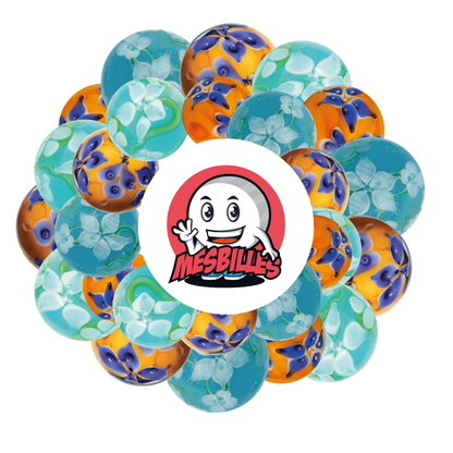 1 Murmel Kunst Krone Blühend Orange 22 mm