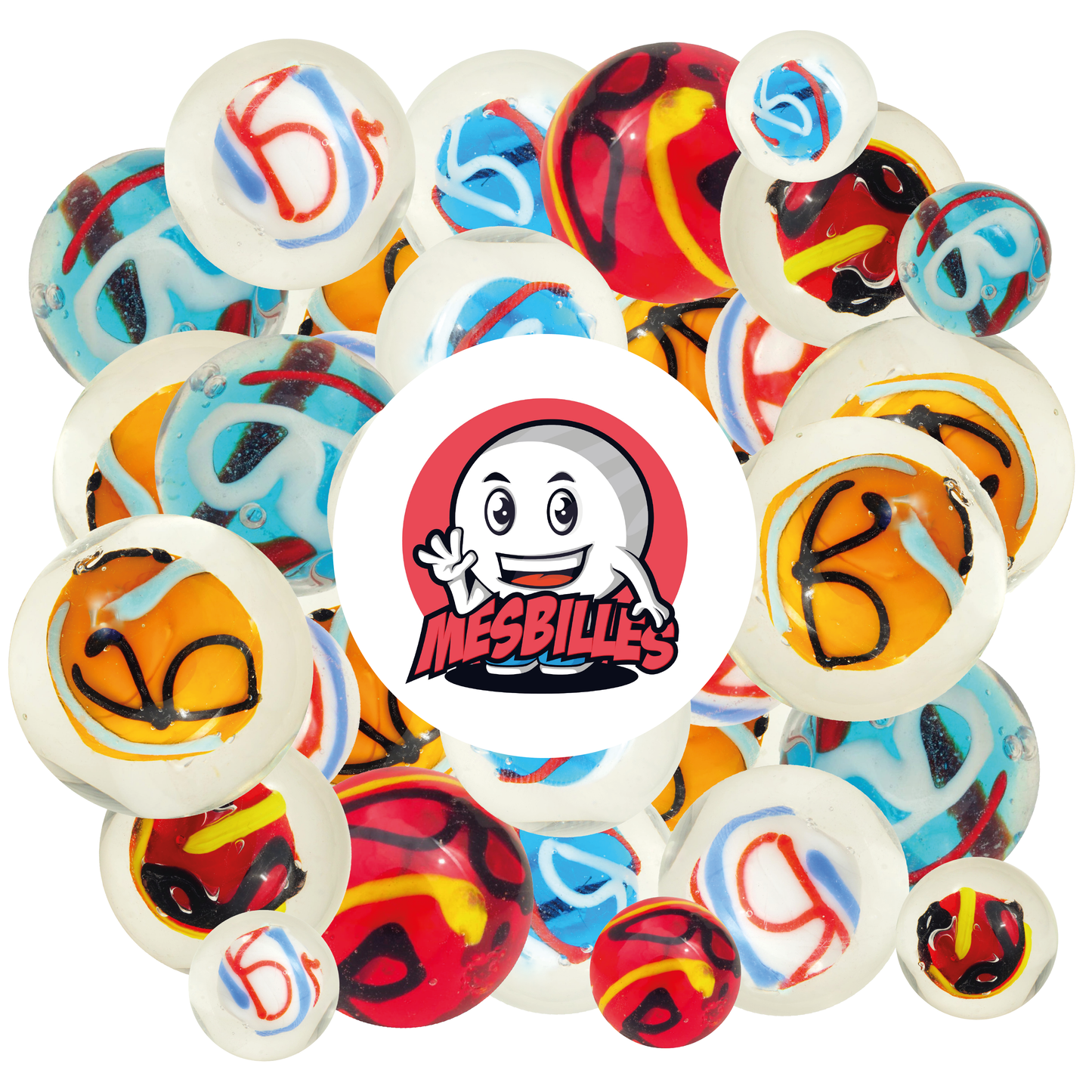 1 Murmel Kunst Orange 16 mm