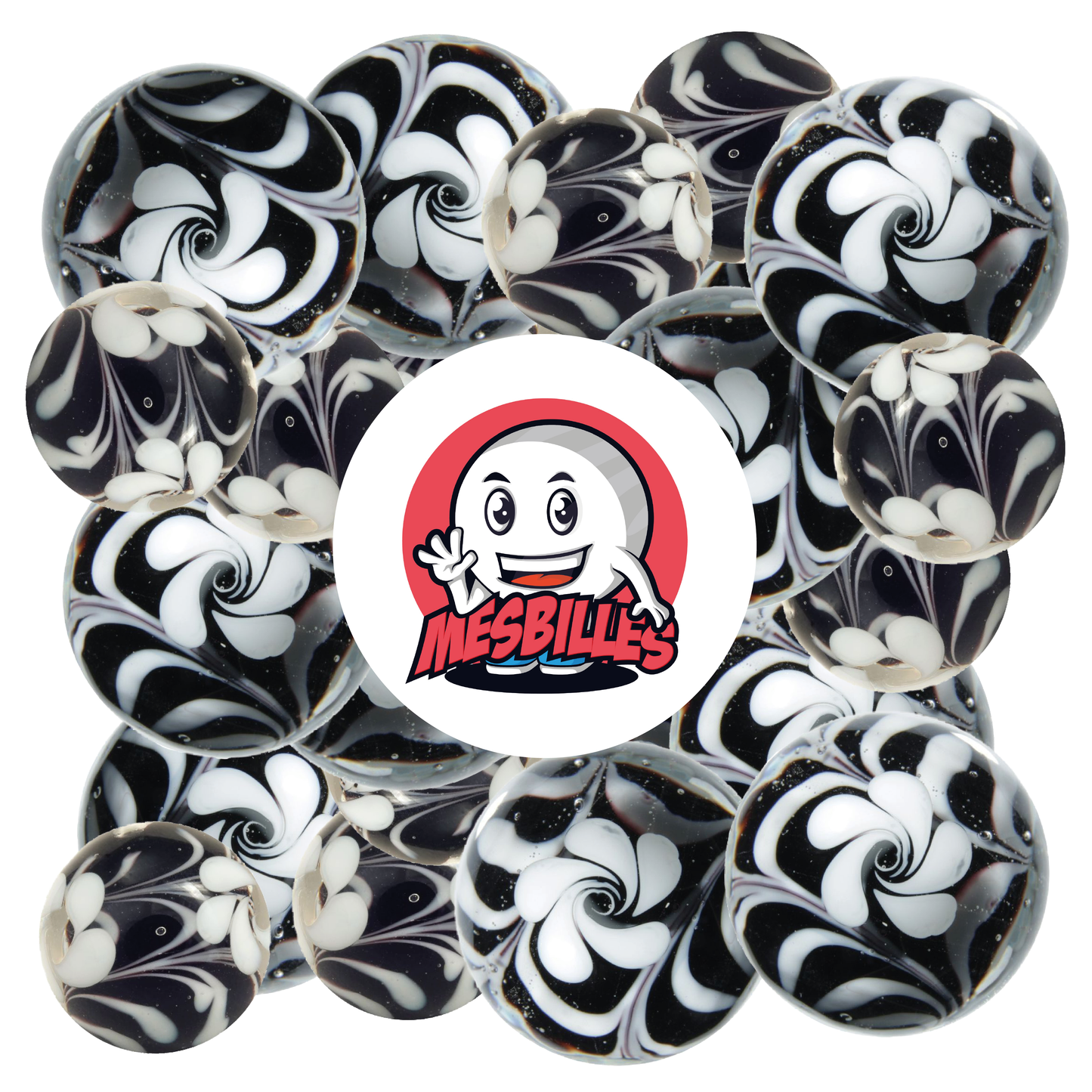 1 Murmel Art Fleur Noire 16 mm