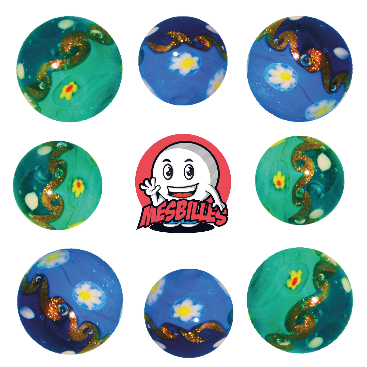 1 Bille Art Hokusai Vert 22 mm