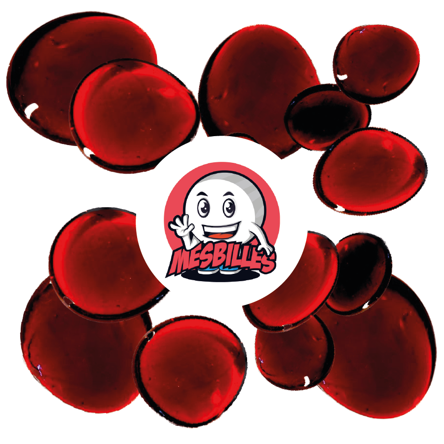 MesBilles - très grandes billes de couleur rouge, billes plates en verre translucide, Billes chinoise de 3 cm