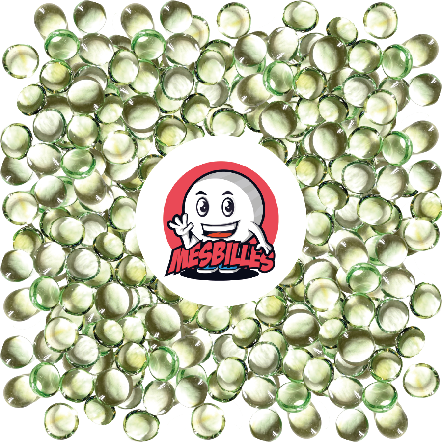 1 Flache Murmel 18 mm Hellgrüne Lupe