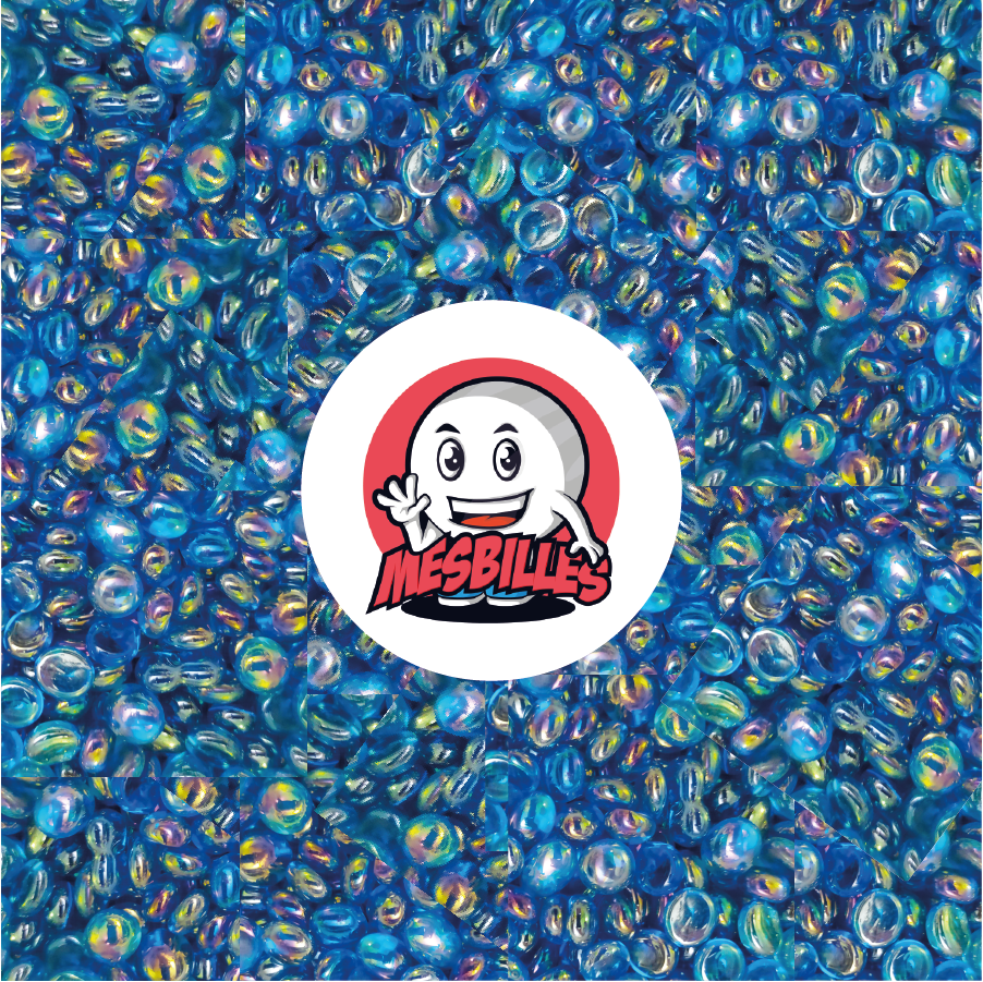 1 Flache Murmel 18 mm Irisée Blau