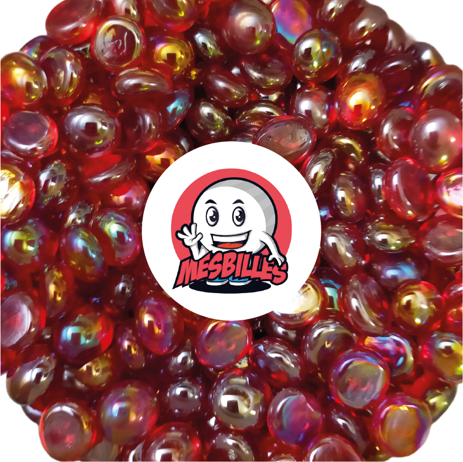 1 Flache Murmel 18 mm Irisée Rot