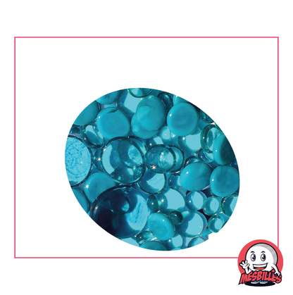 Billes Plates, mélange bleu canard, 30mm, 18mm, 12mm, transparentes et opaques