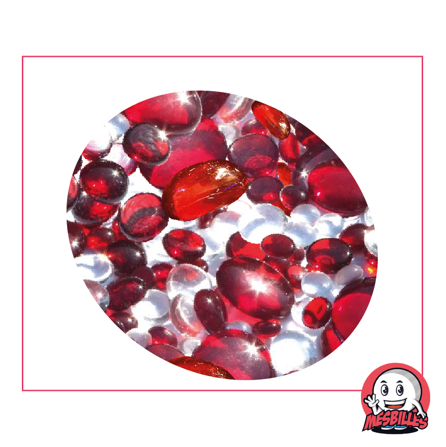 Billes Plates en verre rouge et cristal translucides, de tailles 12mm-30mm