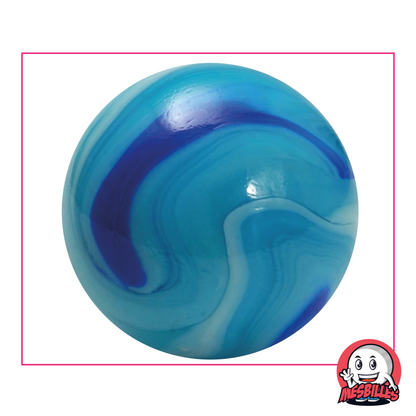 Murmel Blue Lagoon 50 mm in Porzellanblau mit mehr oder weniger dunklen Blautönen, große Murmel