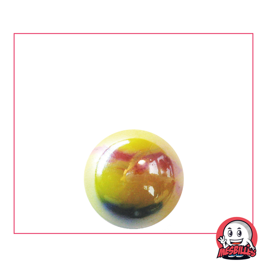 1 Bille Canari de 16 mm en verre opaque, jaune ultra brillante avec des vagues rouges et bleues