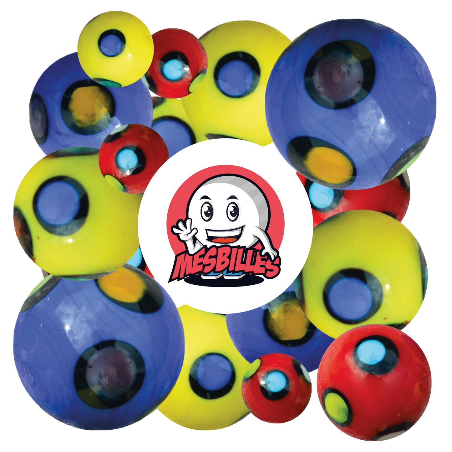 1 Murmeln Kunst Punkt Gelb 22 mm