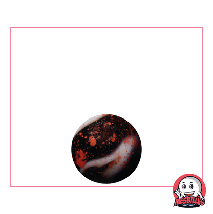 Bille Dracula 14 mm en verre opaque blanc rouge taché de noir - MesBilles