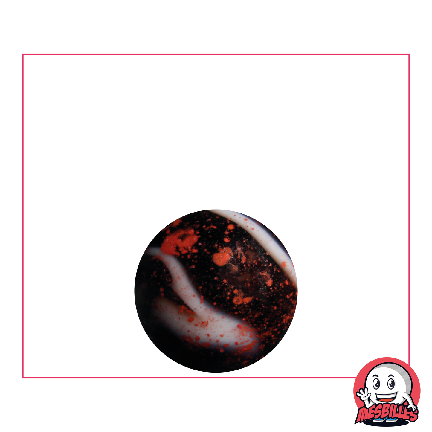 Bille Dracula 16 mm en verre opaque blanc rouge taché de noir - MesBilles